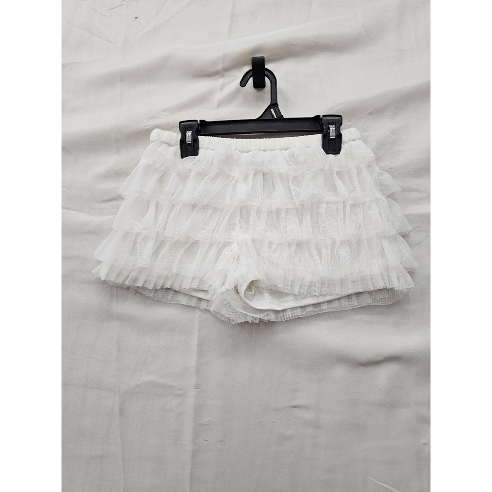 Wild Fable Womens Tiered Ruffle Tulle Shorts Cream Nylon Casual Size XXS